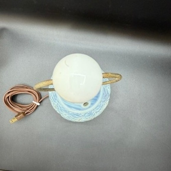 Vintage Opaline Glass Lamp Embossed Floral Egg Shaped Bedside Table 50s READ - Picture 12 of 16